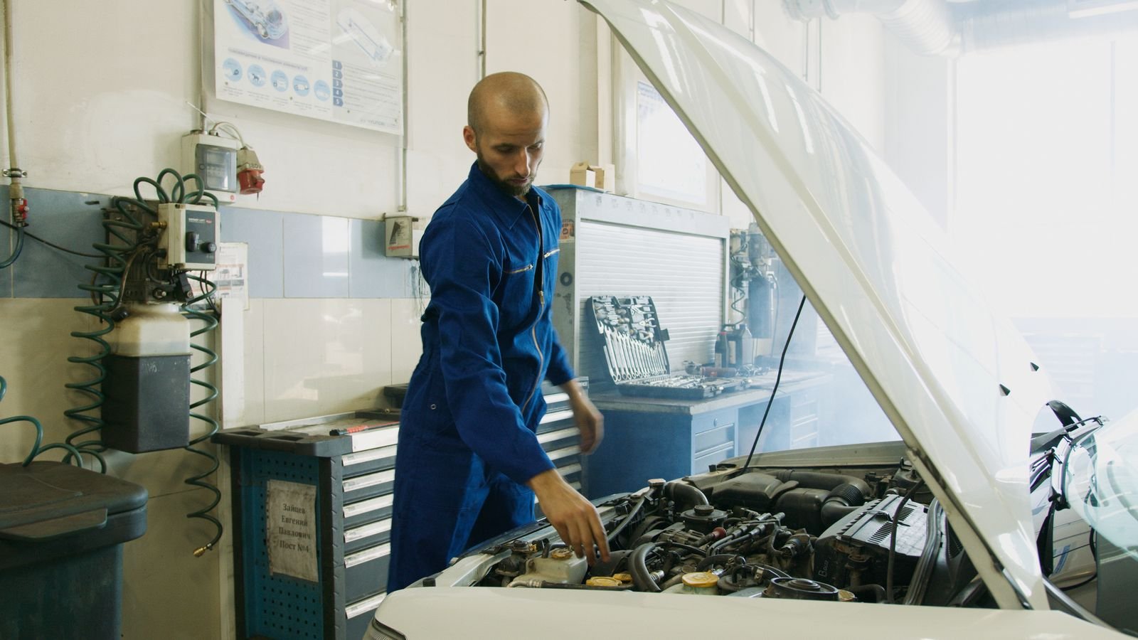 Automotive engine undergoing diagnostic assessment